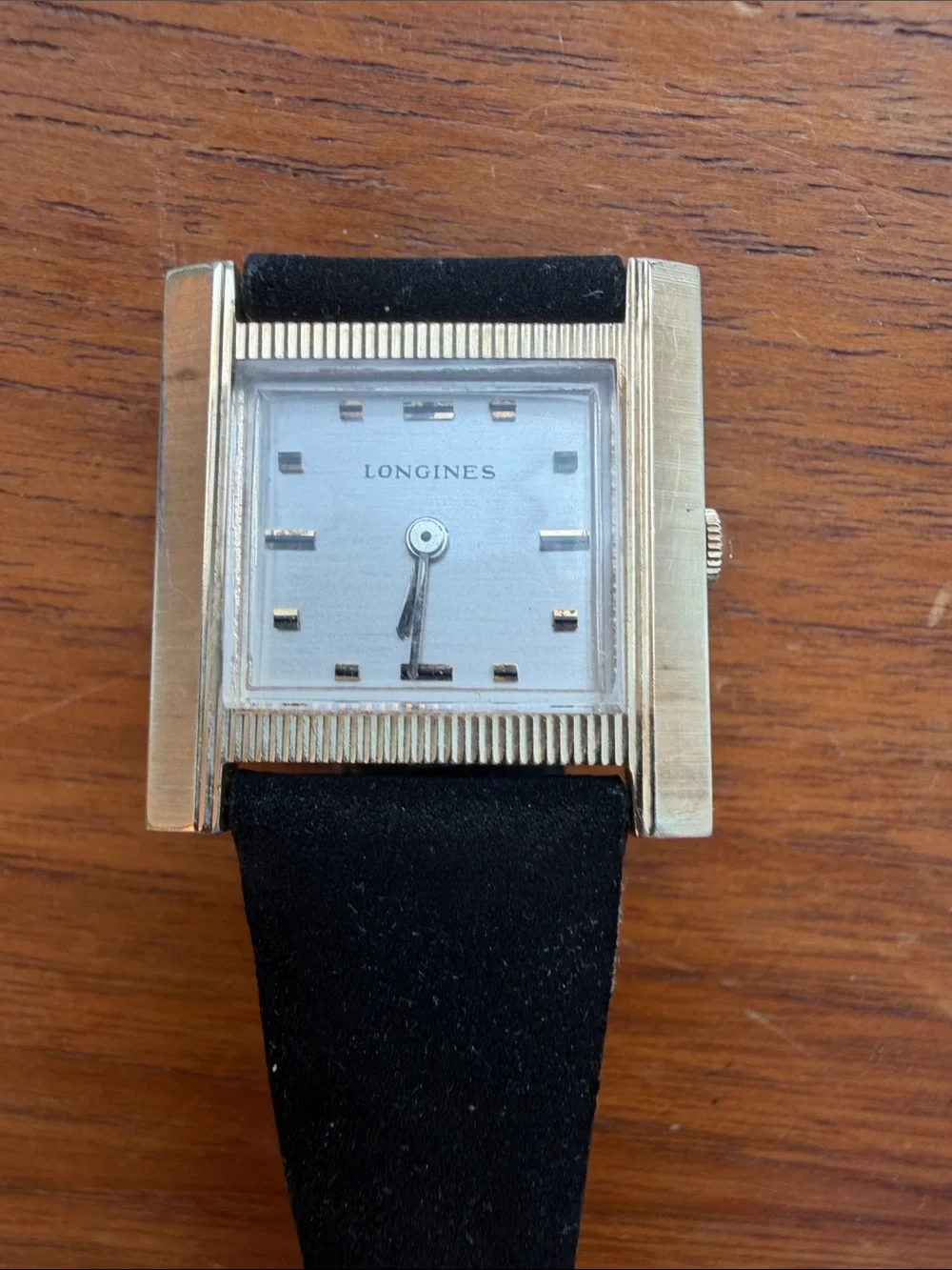 Longines Solid 14K Gold Square “H” Dress Watch Mid-Century